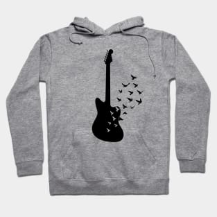 Offset Style Electric Guitar Silhouette Turning Into Birds Hoodie